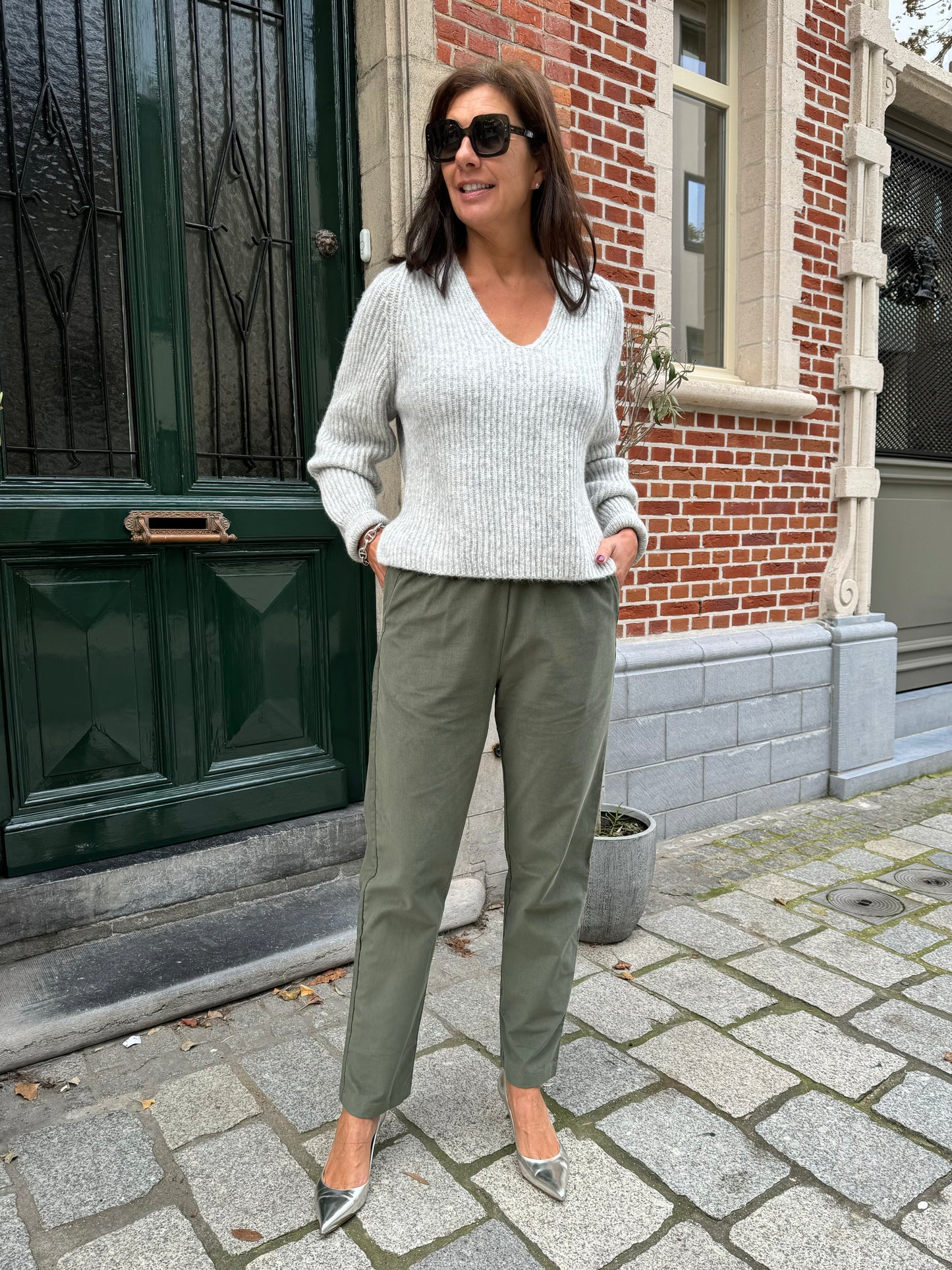 OUTLET Rue de Tokyo Broek Parel Baby Corduroy Moss Green