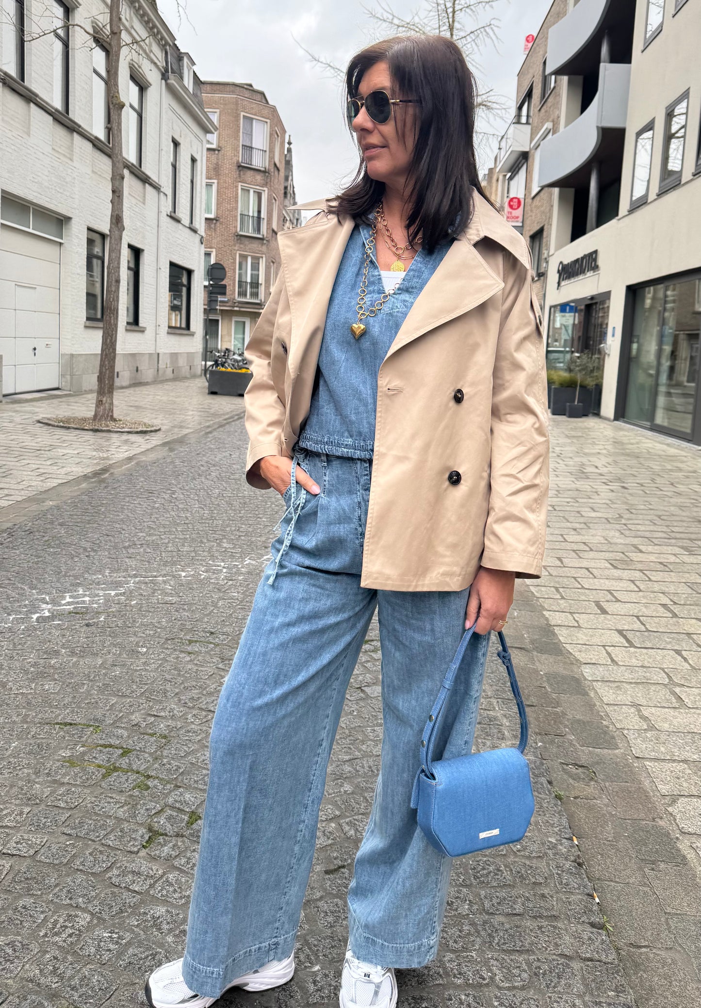 19.70 Jeans met Plooien in licht gewassen Denim