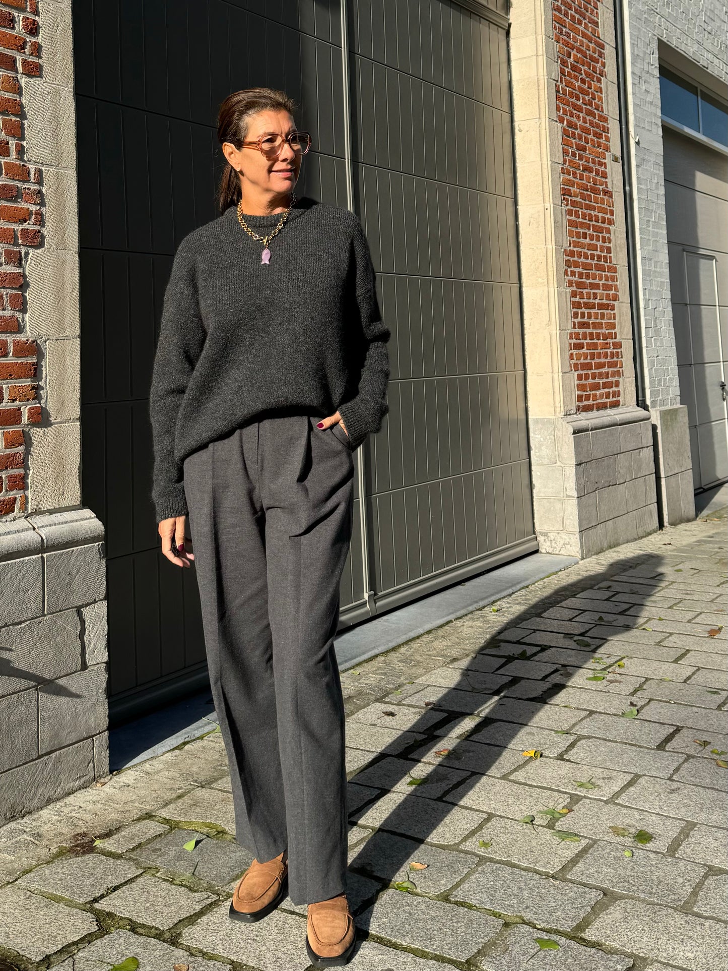 OUTLET The New Society Broek Brooklyn Graphite Mist