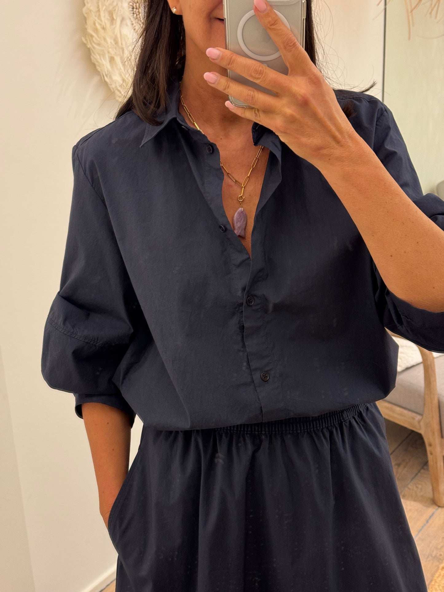 Rue de Tokyo Bloes Sylvie Popeline Dark Navy
