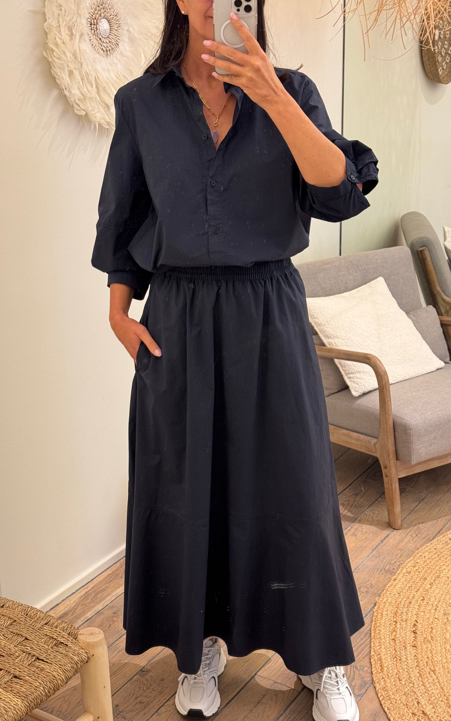 Rue de Tokyo Bloes Sylvie Popeline Dark Navy