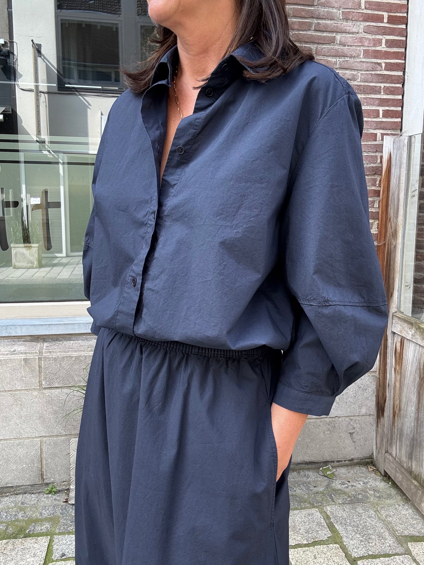 Rue de Tokyo Bloes Sylvie Popeline Dark Navy