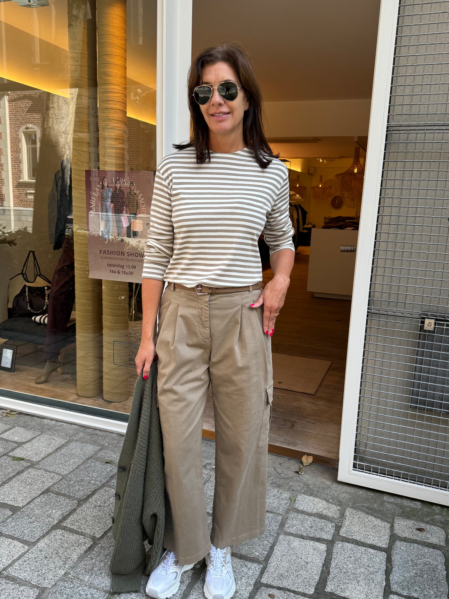 Closed T-Shirt Longsleeve Streep Clay Beige
