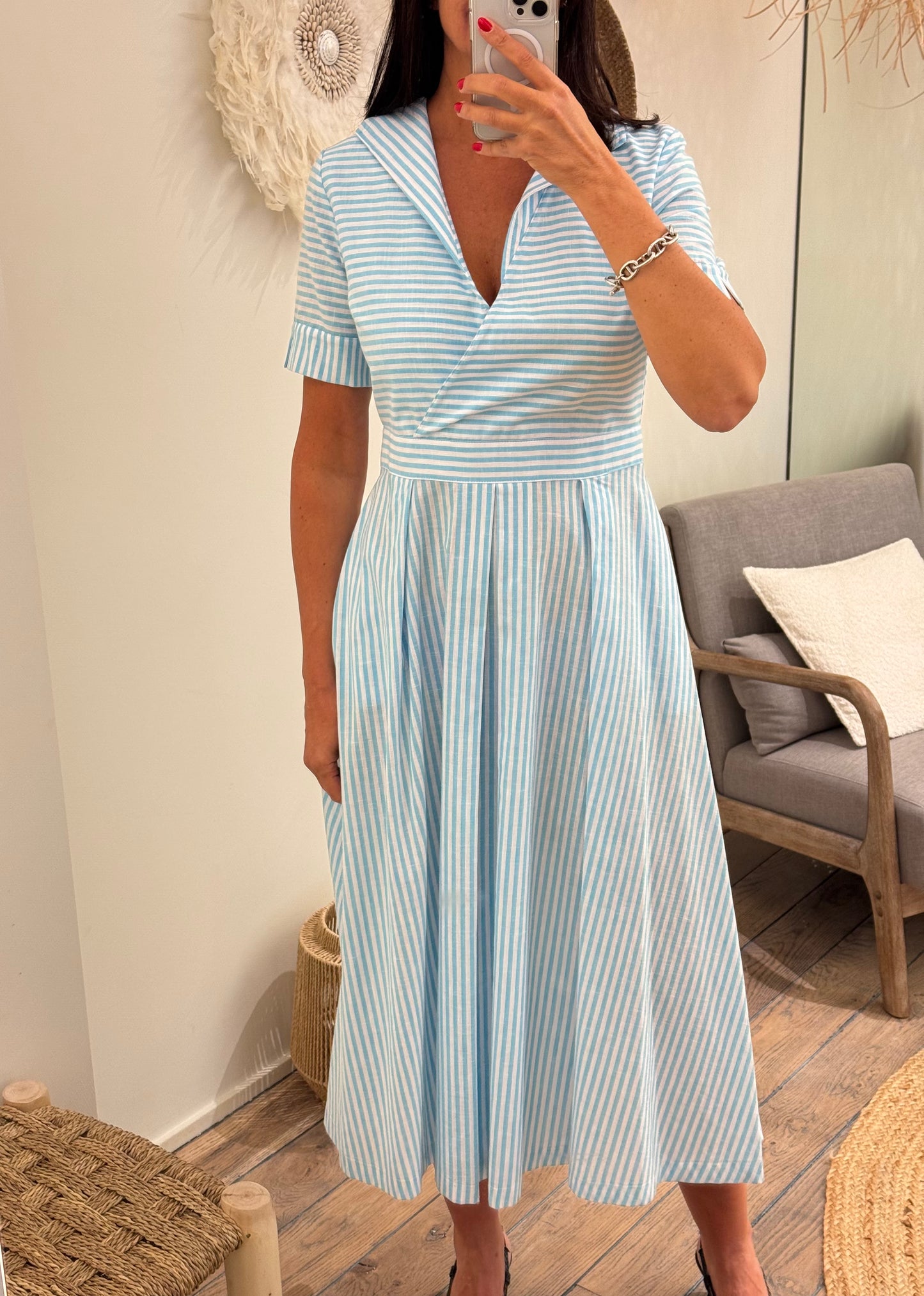 Vicario Cinque Jurk Annona Blue Stripe