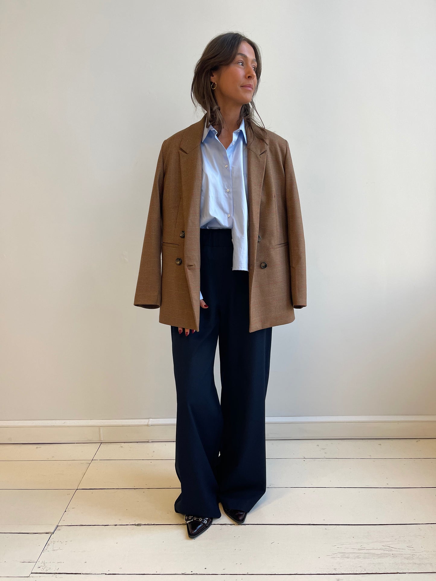 Liv The Label Blazer Indy Checked Camel Prince of Wales