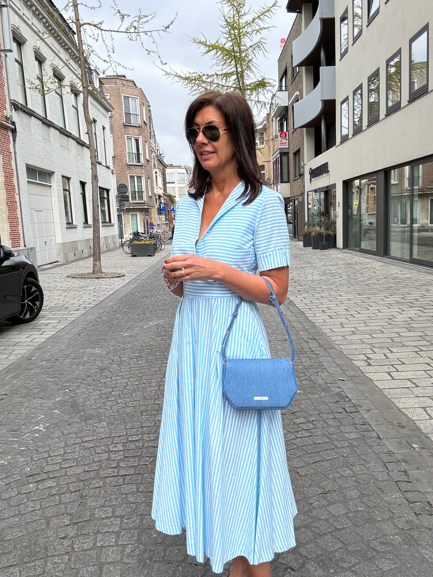 Vicario Cinque Jurk Annona Blue Stripe