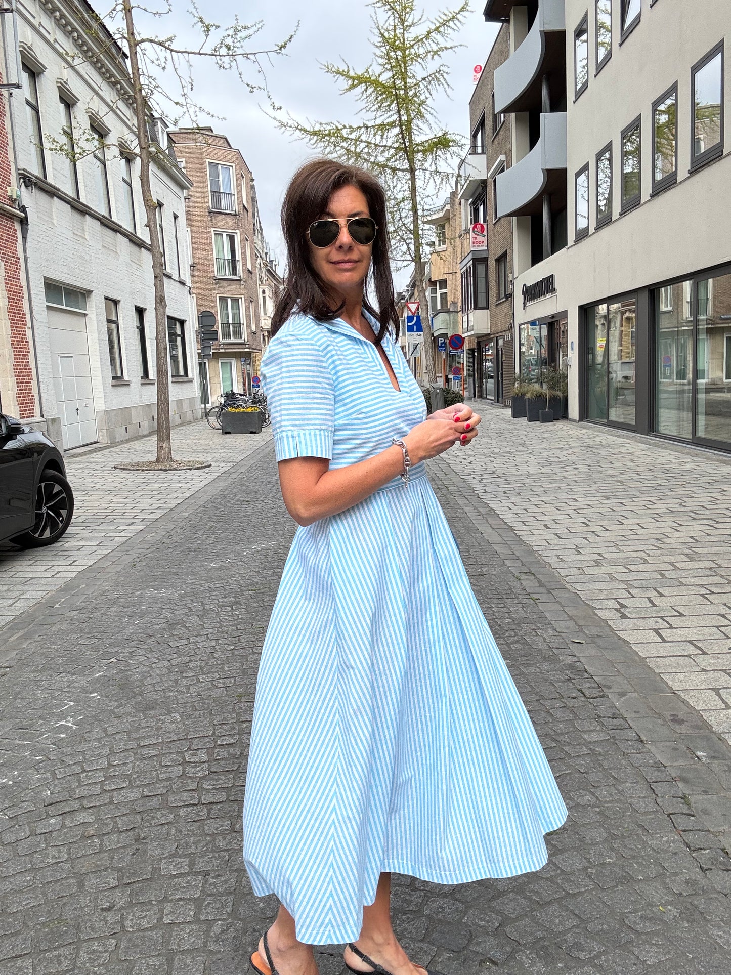 OUTLET Vicario Cinque Jurk Annona Blue Stripe