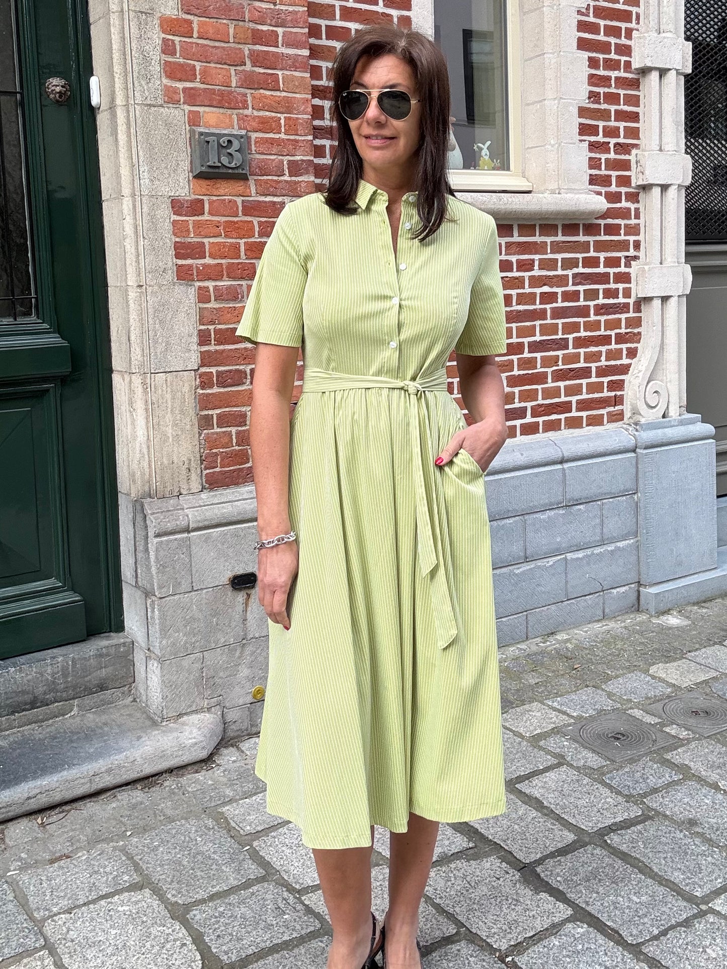 Vicario Cinque Jurk Allen Stripe Green