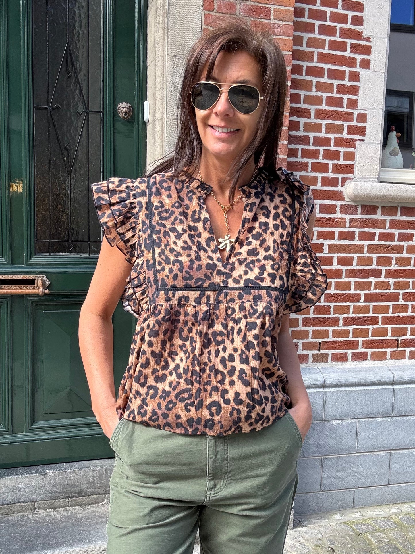 Janice Top Ruffles Panterprint