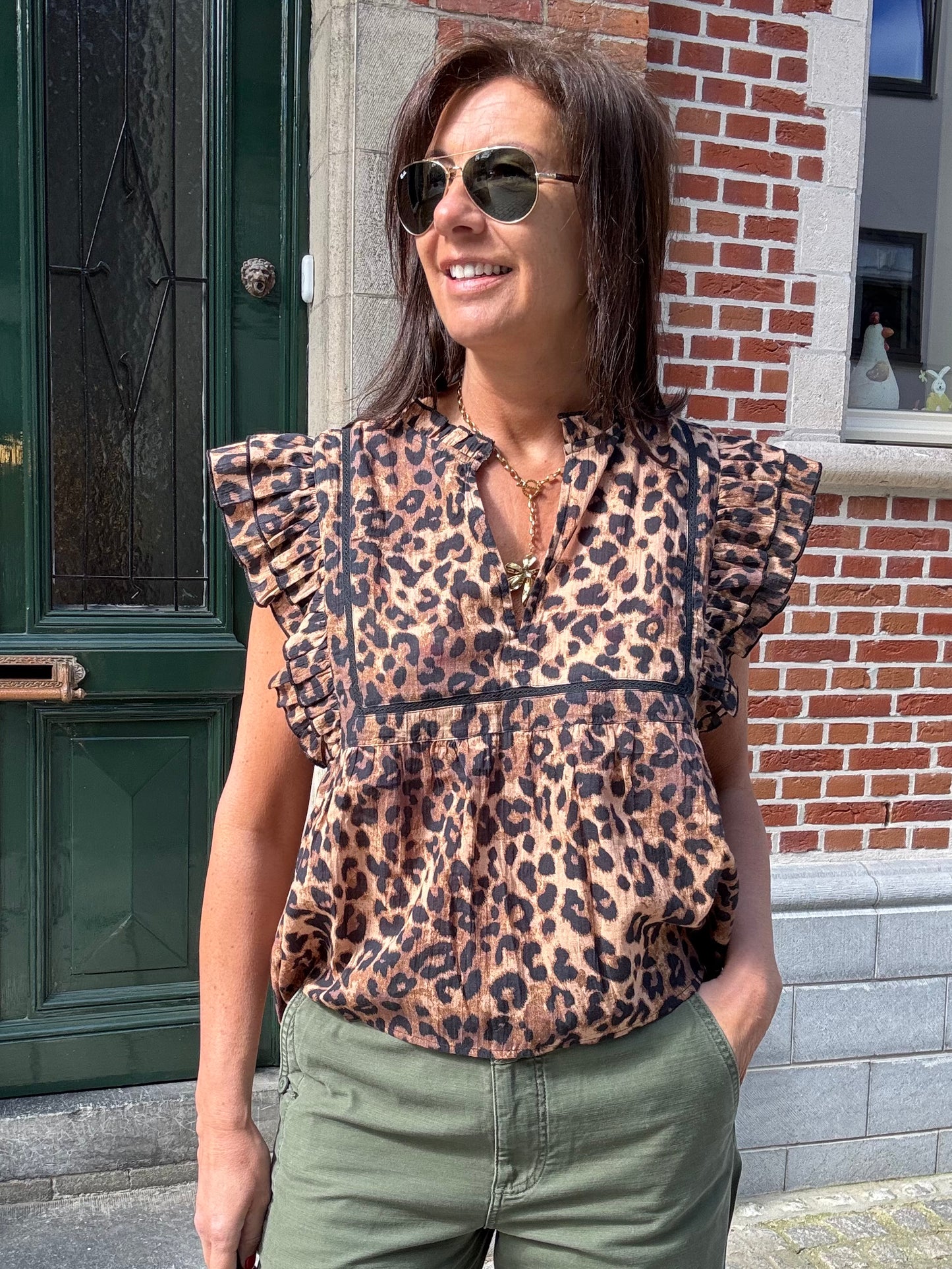 Janice Top Ruffles Panterprint