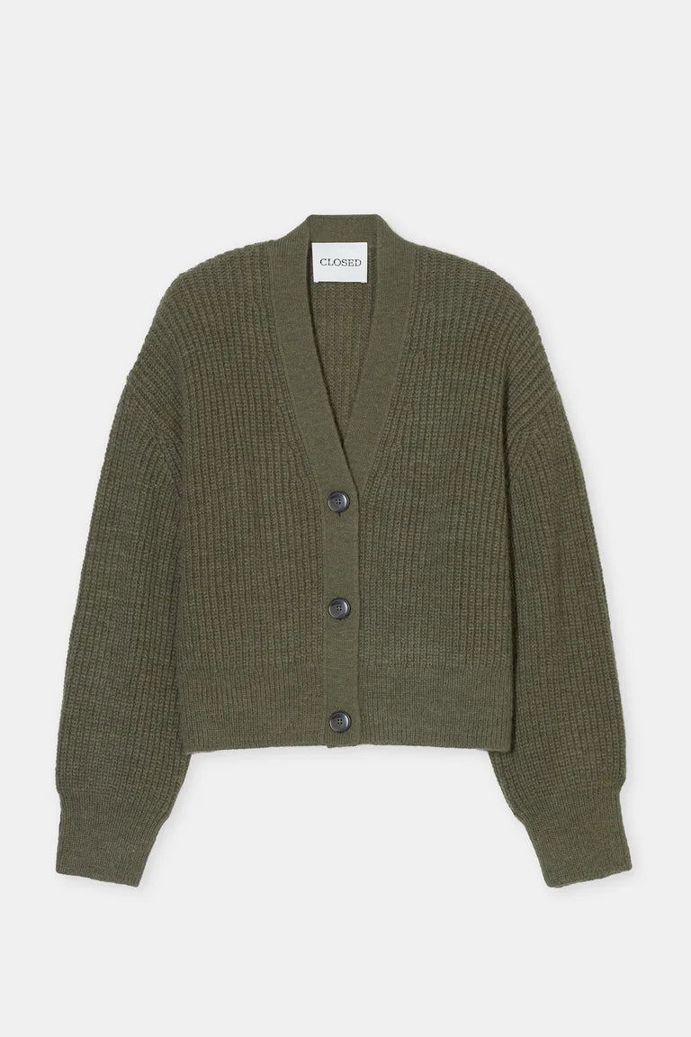 Closed Cardigan Forest Green