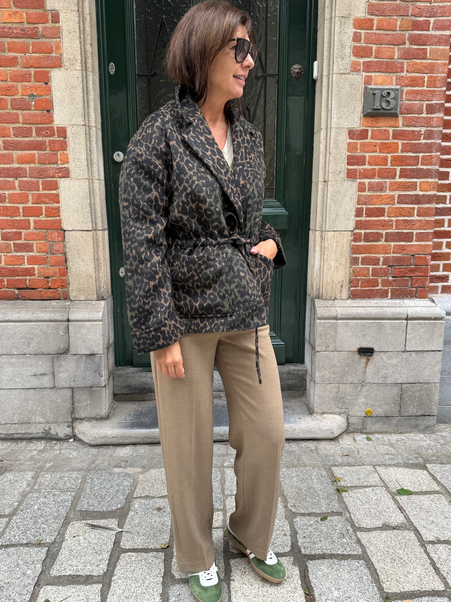 Minus Broek Aya Mid Waist Tan Melange