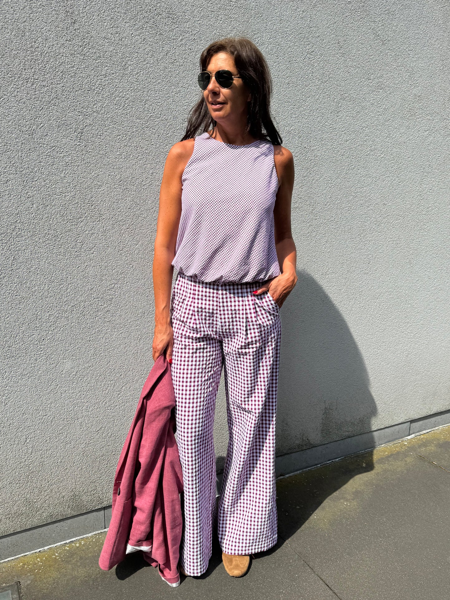 Bad Habits Broek Frankies Vichy Burgundy