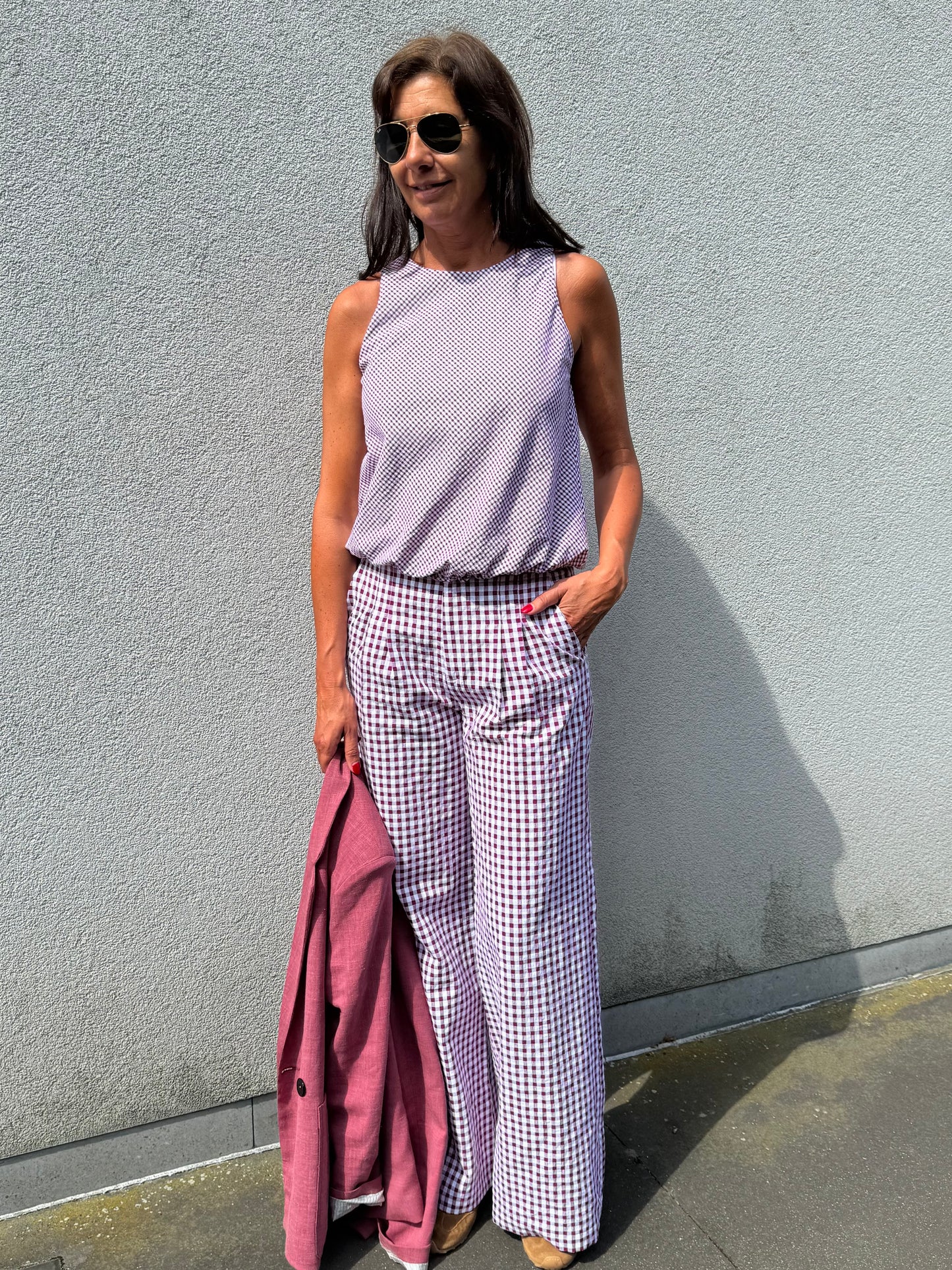 Bad Habits Broek Frankies Vichy Burgundy