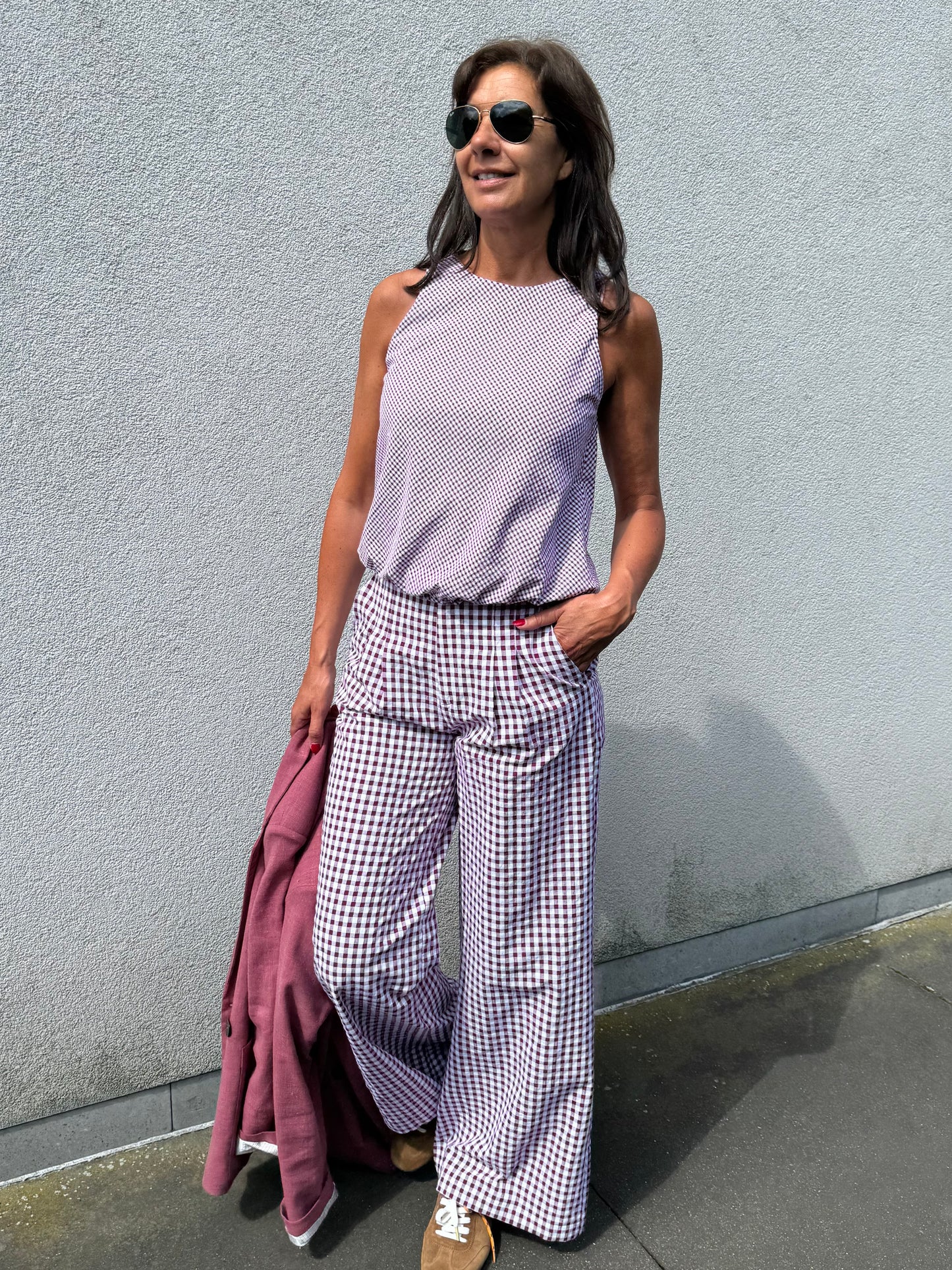 Bad Habits Broek Frankies Vichy Burgundy