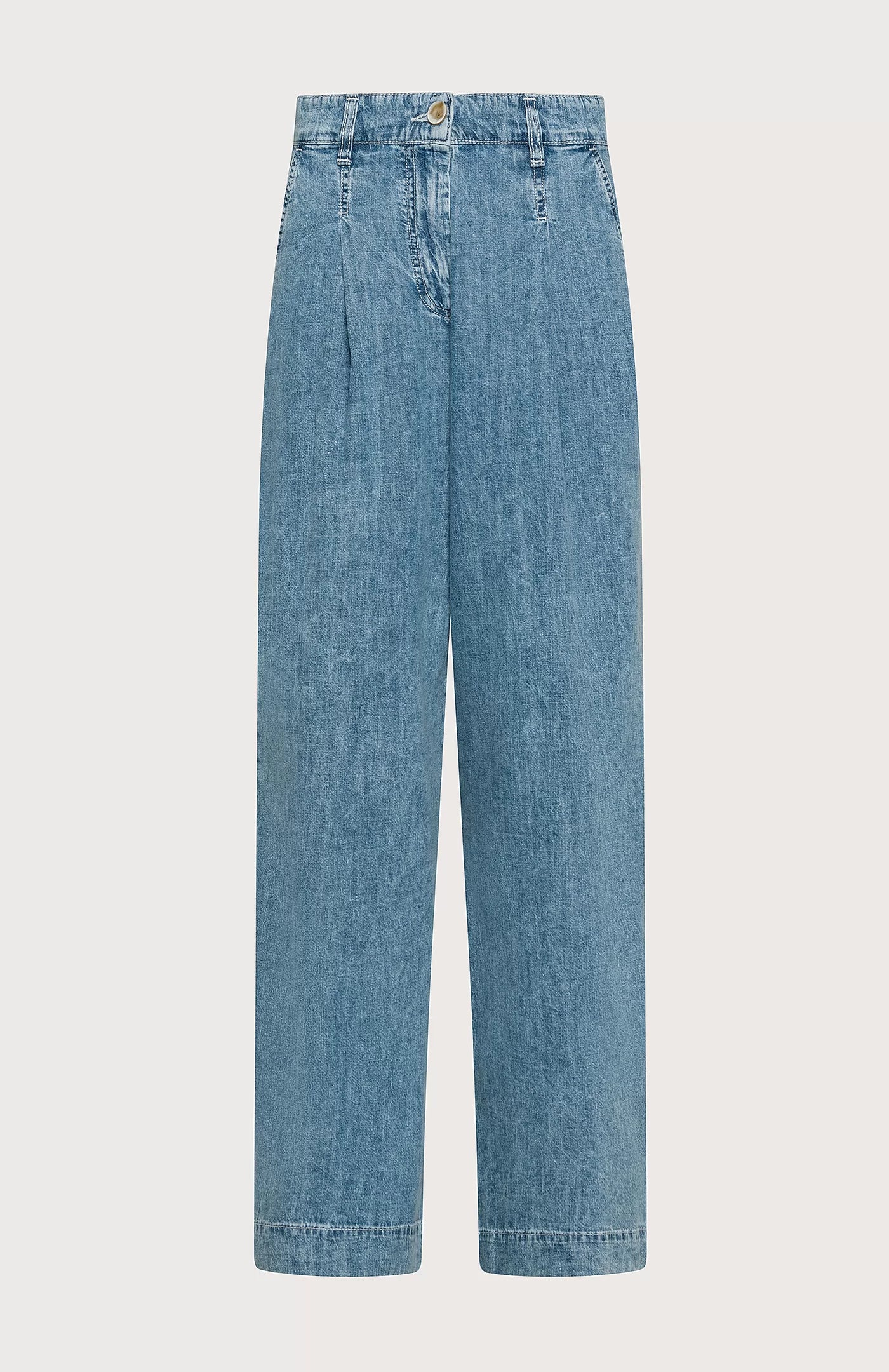 19.70 Jeans met Plooien in licht gewassen Denim