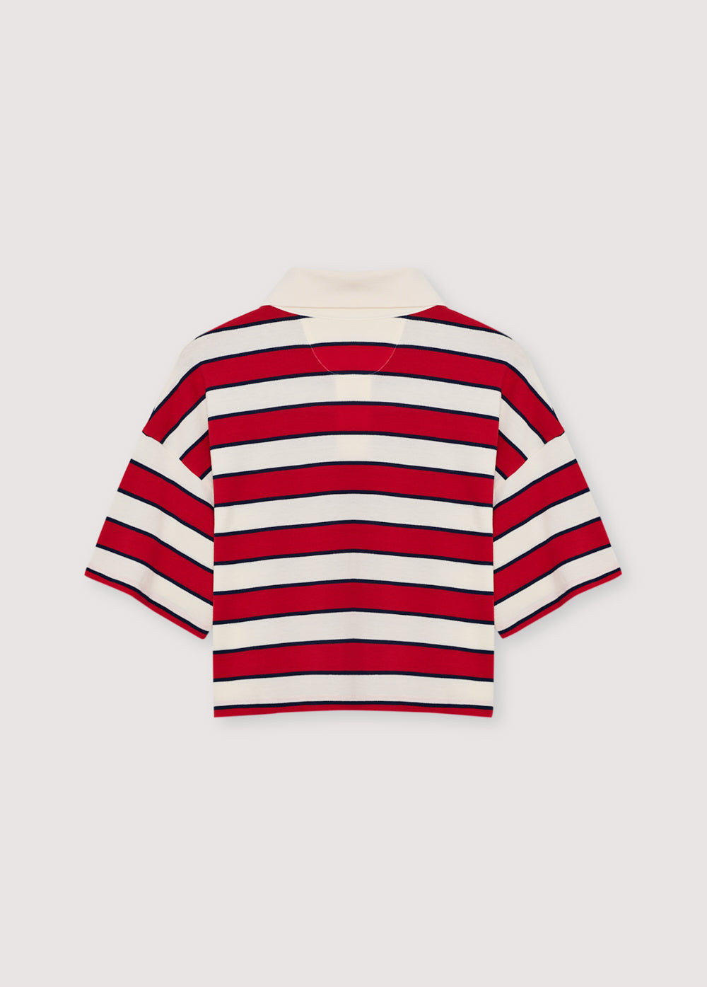 The New Society Woman Polo Tulip Red & Midnight Stripes