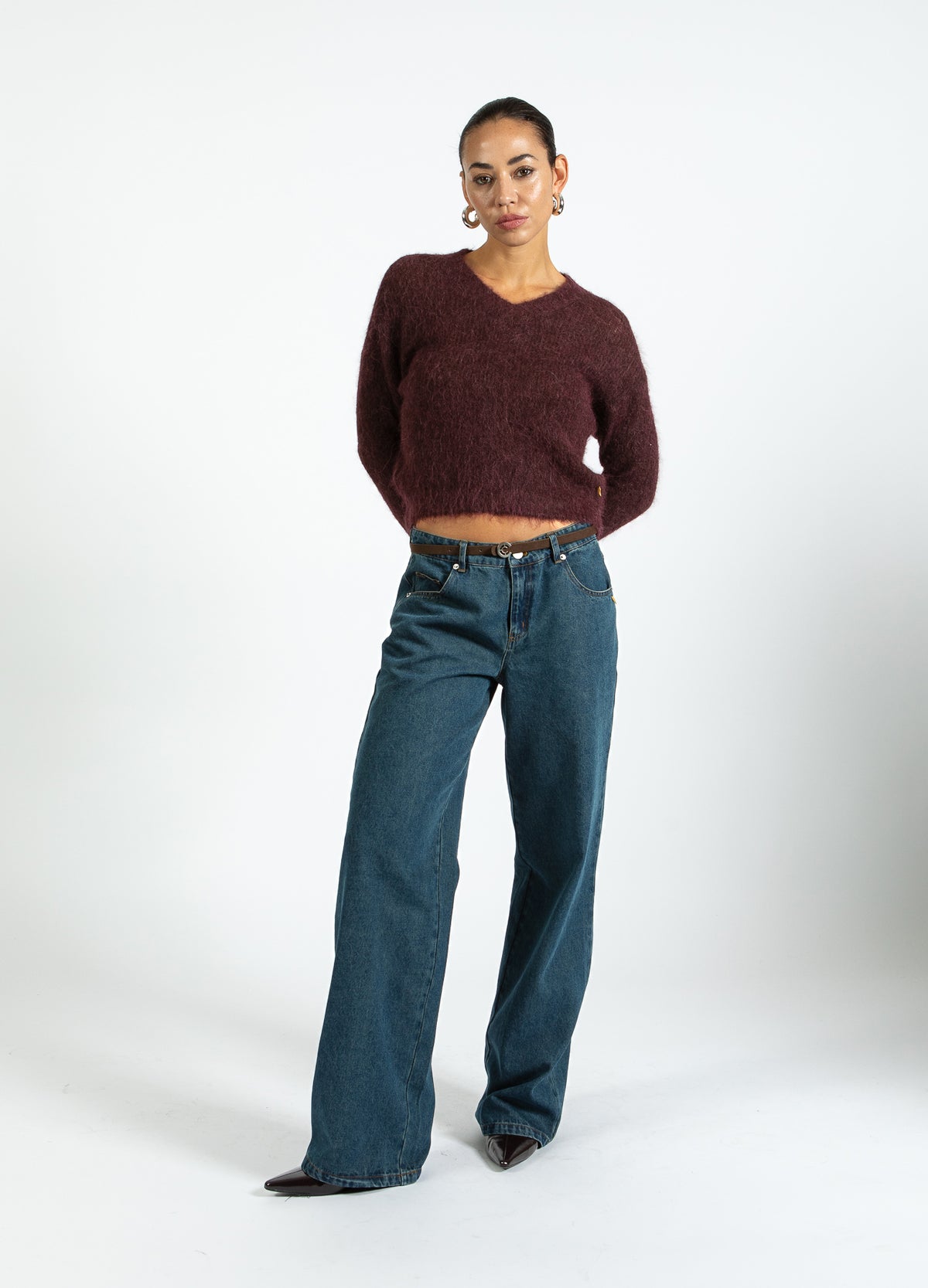 Coster Copenhagen Pull V-hals Alpaca Bordeaux