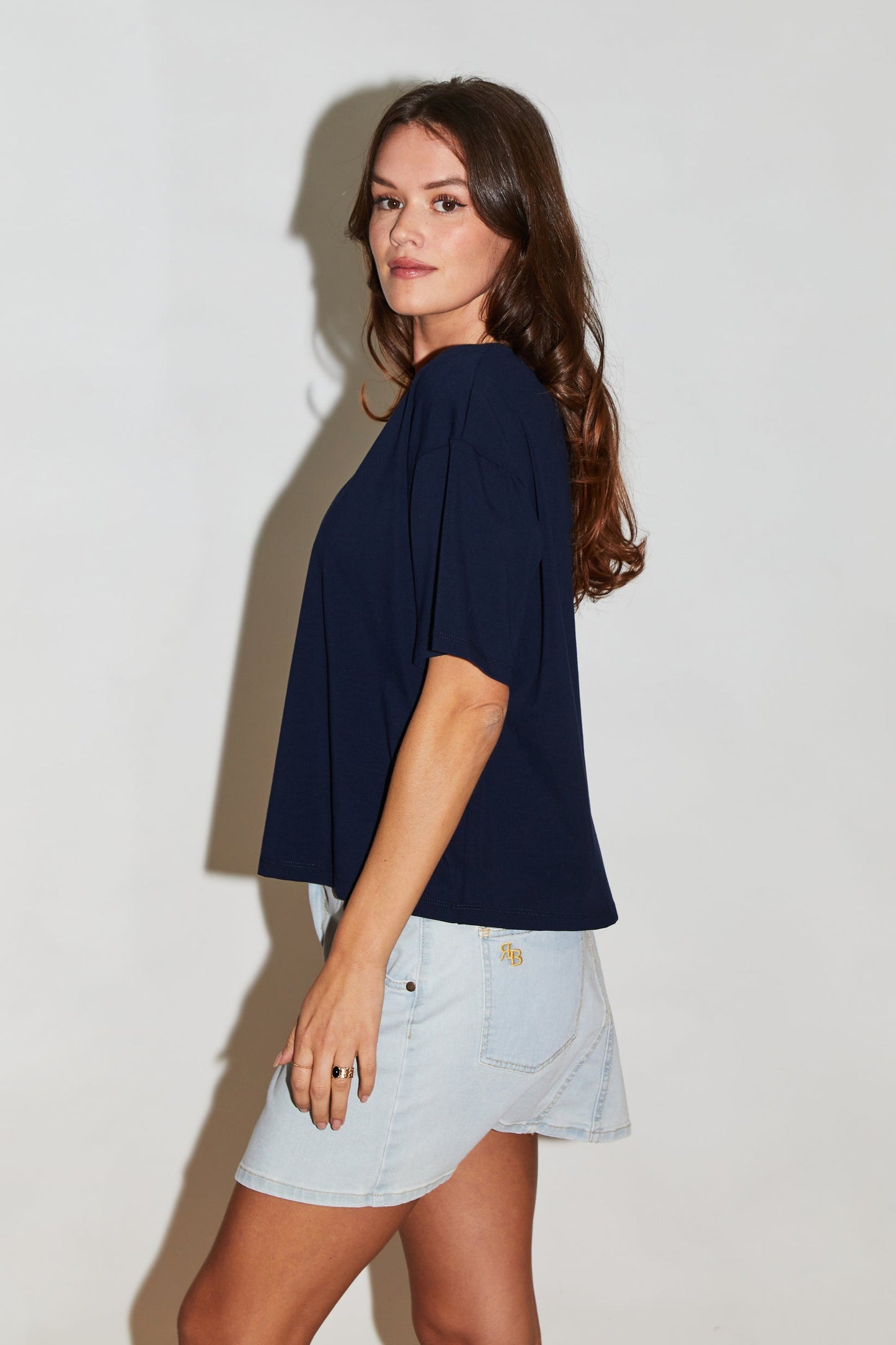 Re/Born T-Shirt Korte Mouw Ronde Hals Zoe Dark Blue