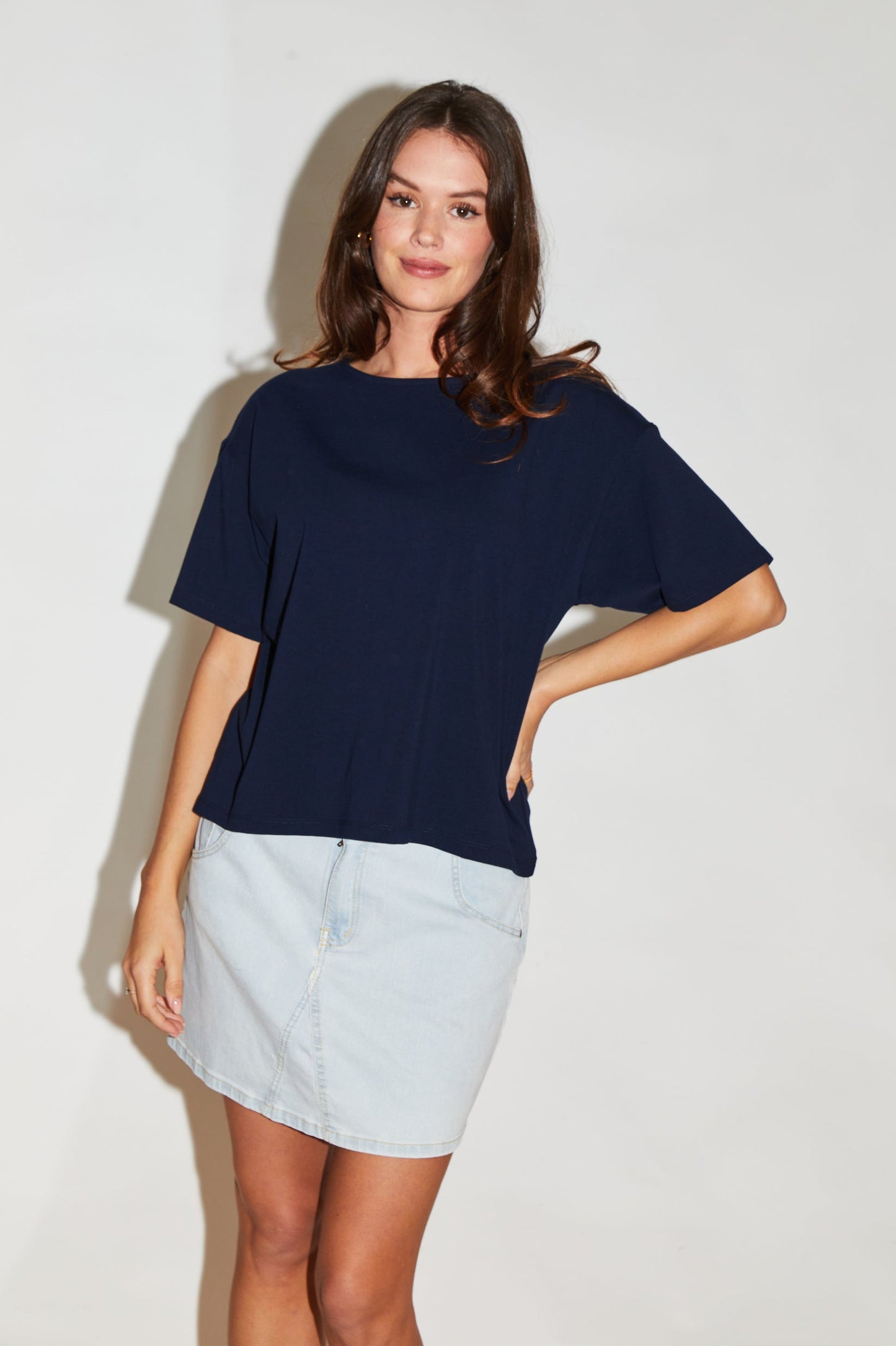 Re/Born T-Shirt Korte Mouw Ronde Hals Zoe Dark Blue