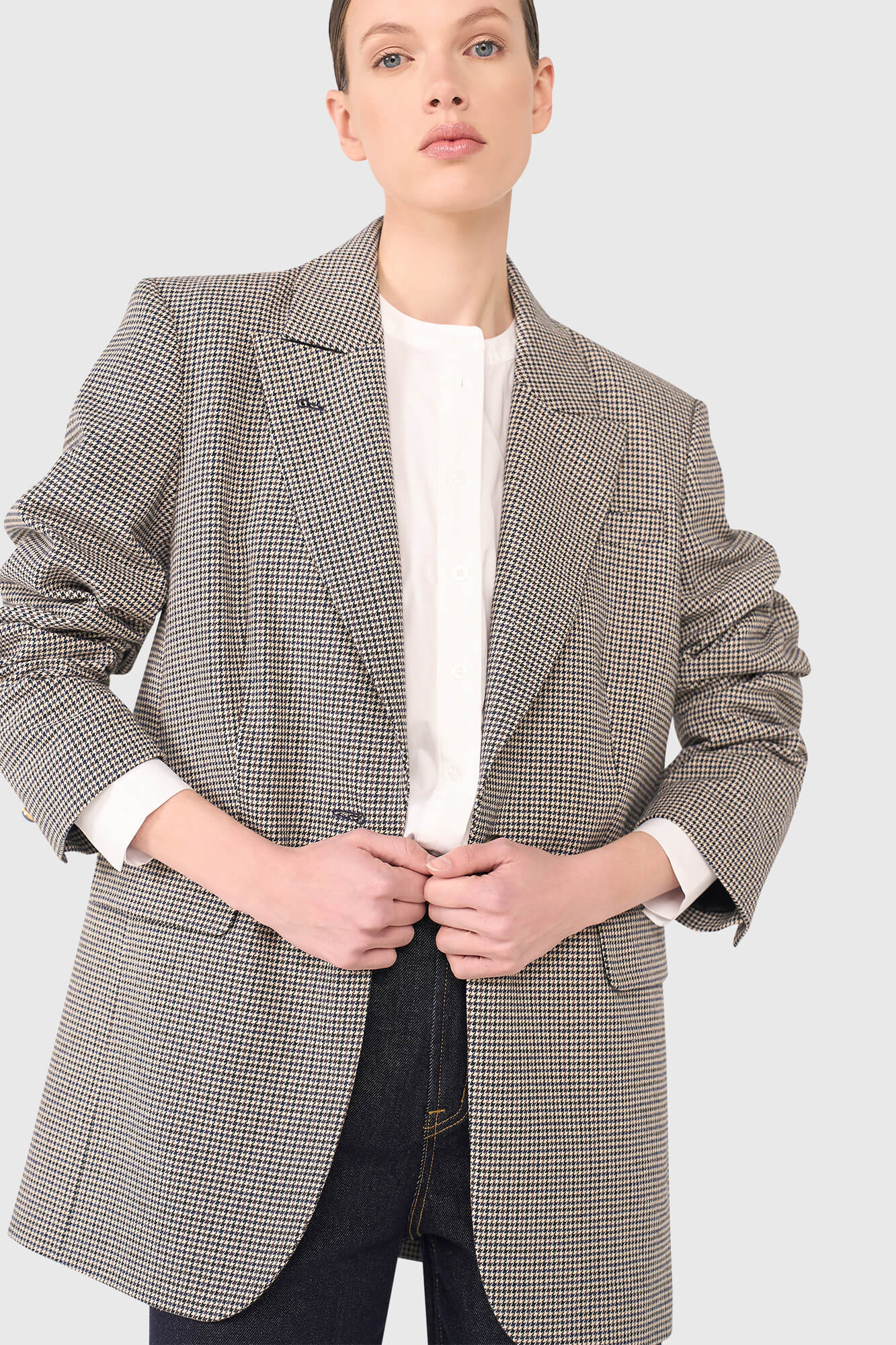 Janice Blazer Hank Beige Check