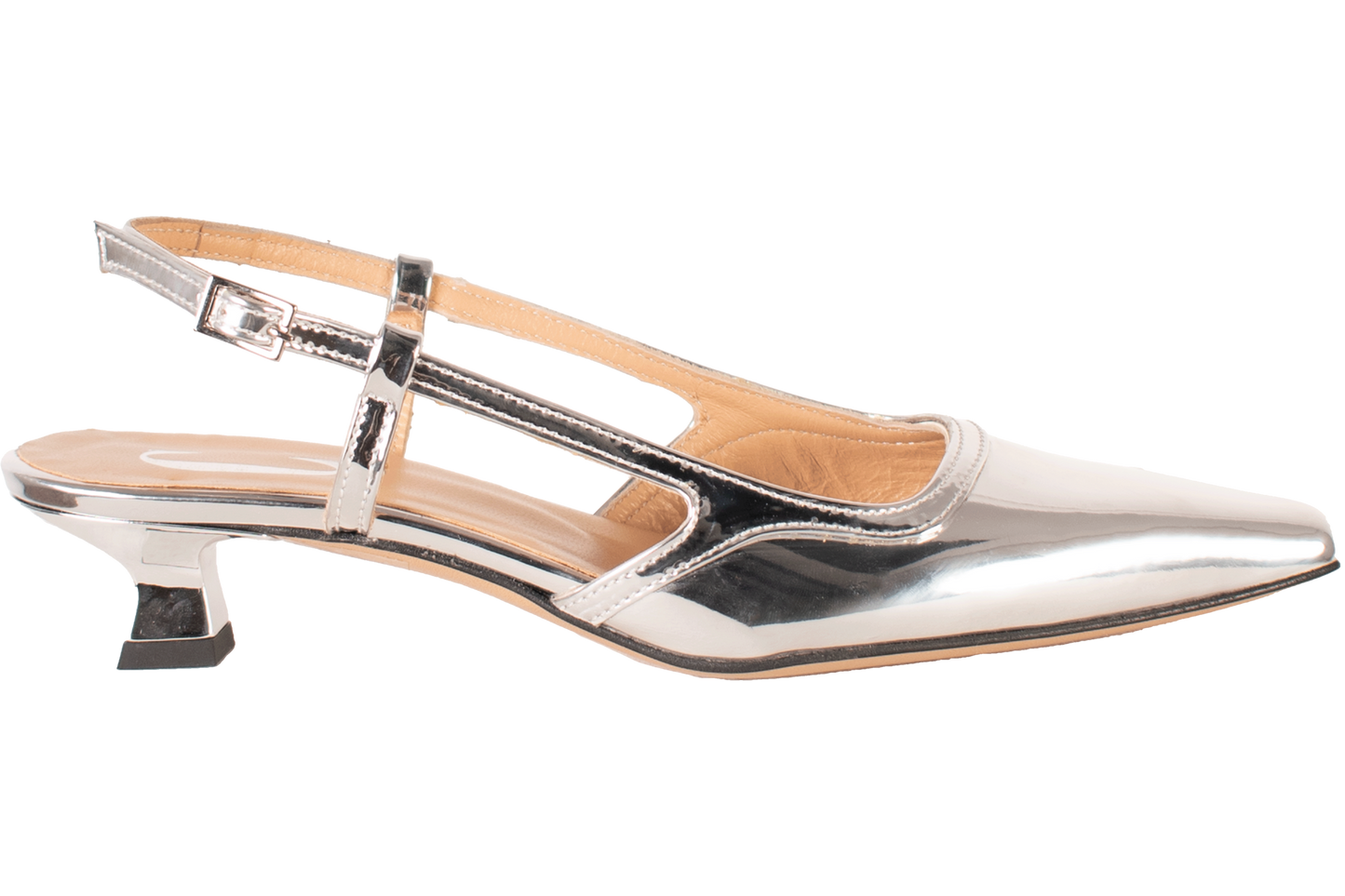 Cara Rosa Schoenen Slingback Katleen Kitten Heel Laura Spiegelzilver