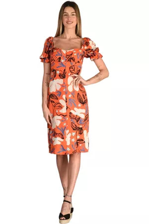 OUTLET Paul Smith Jurk met Pofmouw Gebloemd Oranje