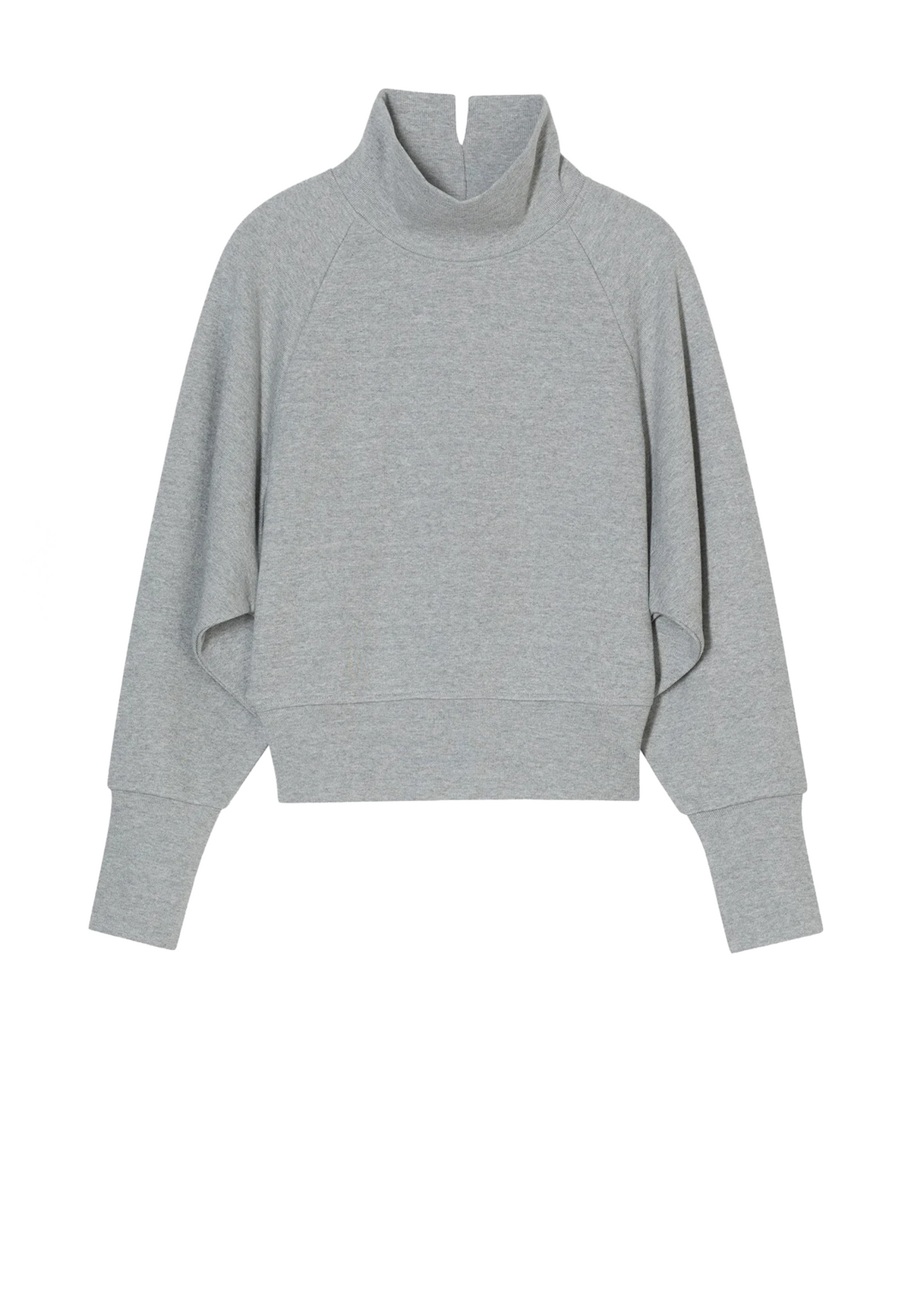 Closed Sweater Opstaande Kraag Licht Grijs