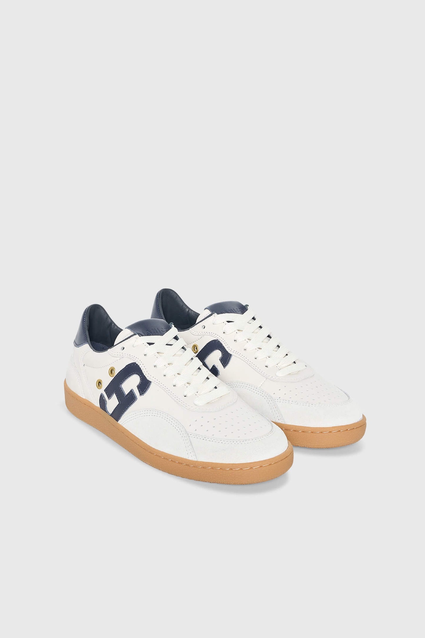 Janice Sneakers Stanley Wit Donkerblauw Leer