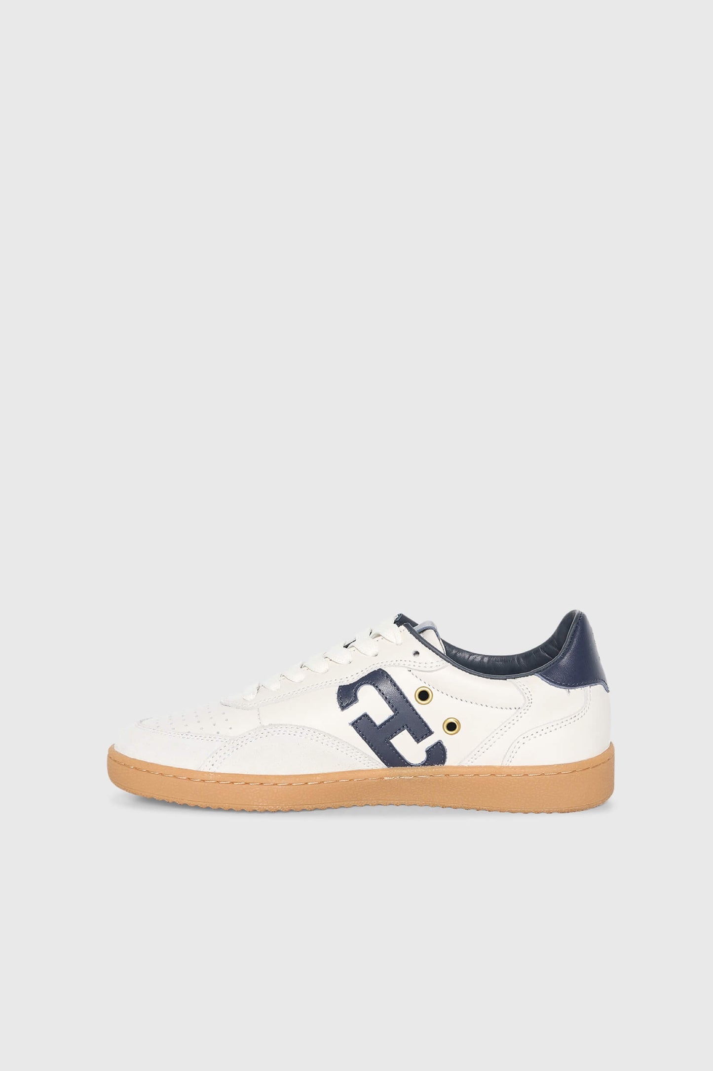 Janice Sneakers Stanley Wit Donkerblauw Leer