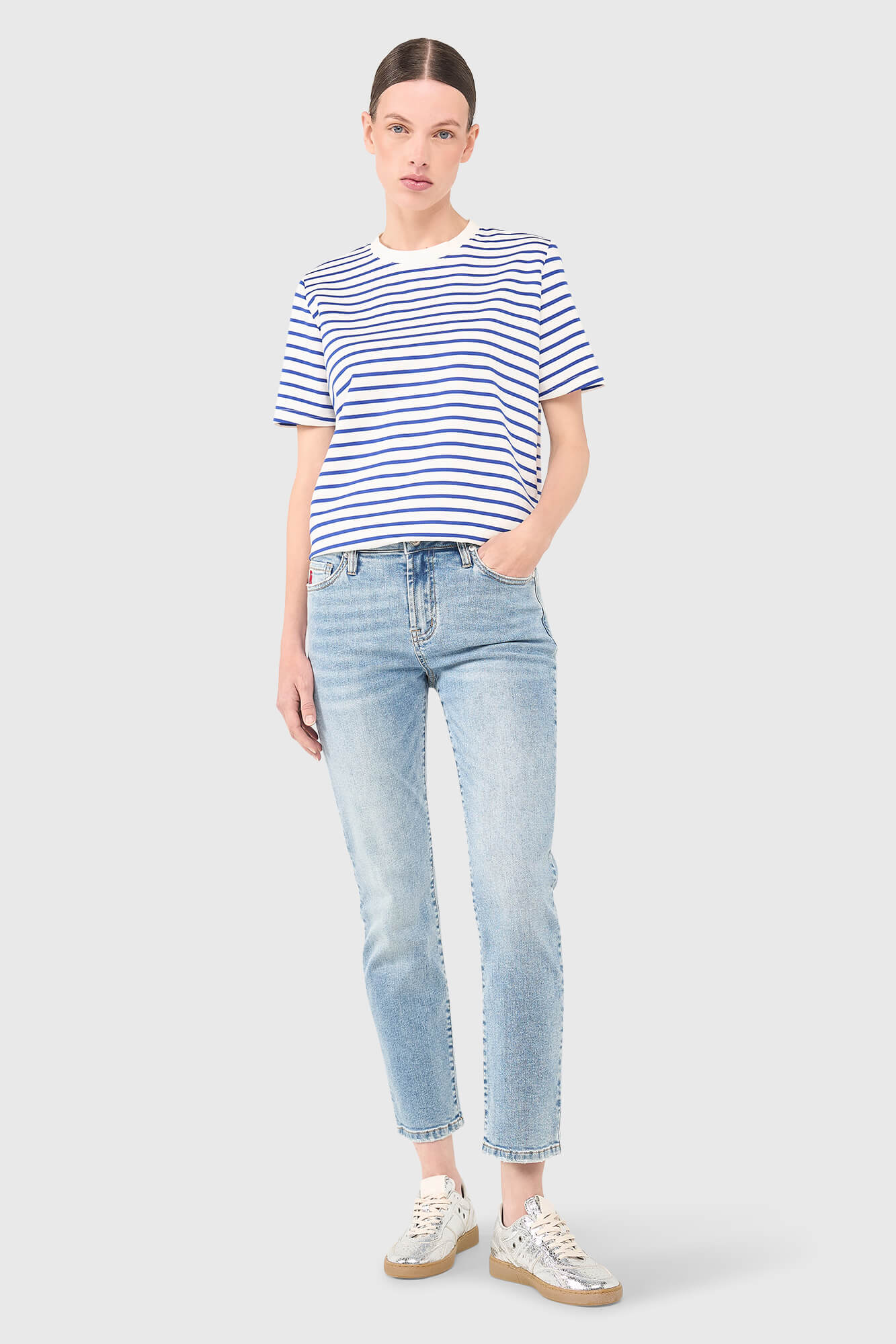 Janice T-shirt Rock Light Blue Stripe