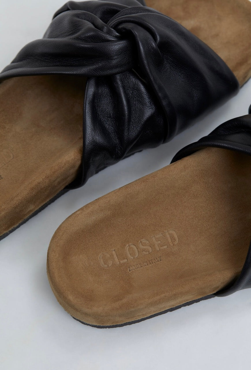 OUTLET Closed Slippers Leder Zwart