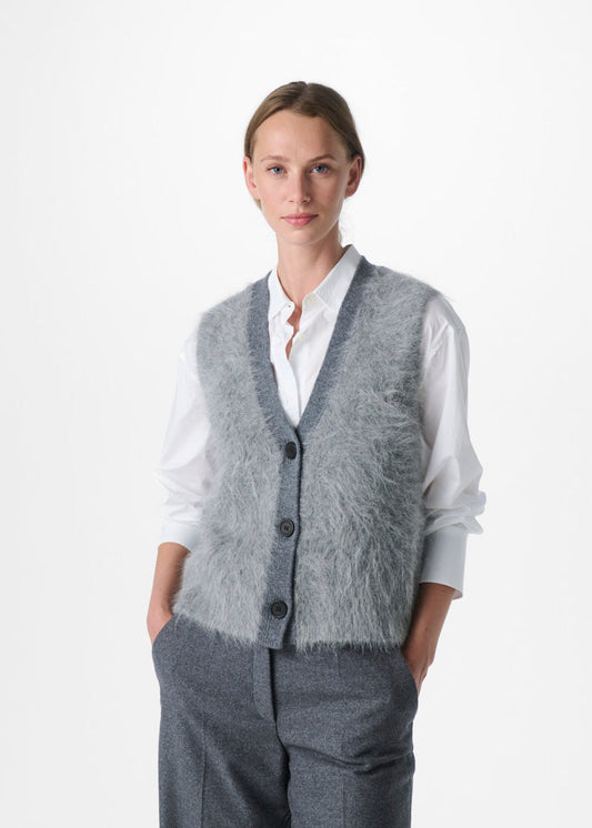 Zenggi Cardigan Mouwloos Alpacca Grey Melange