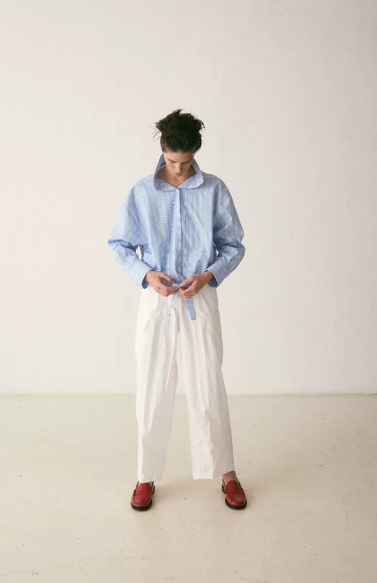 19.70 Bloes Cropped Streep Licht Blauw
