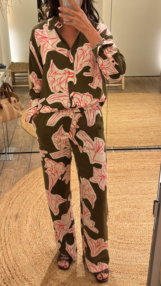 Closed Broek Bloemenprint Deep Olive