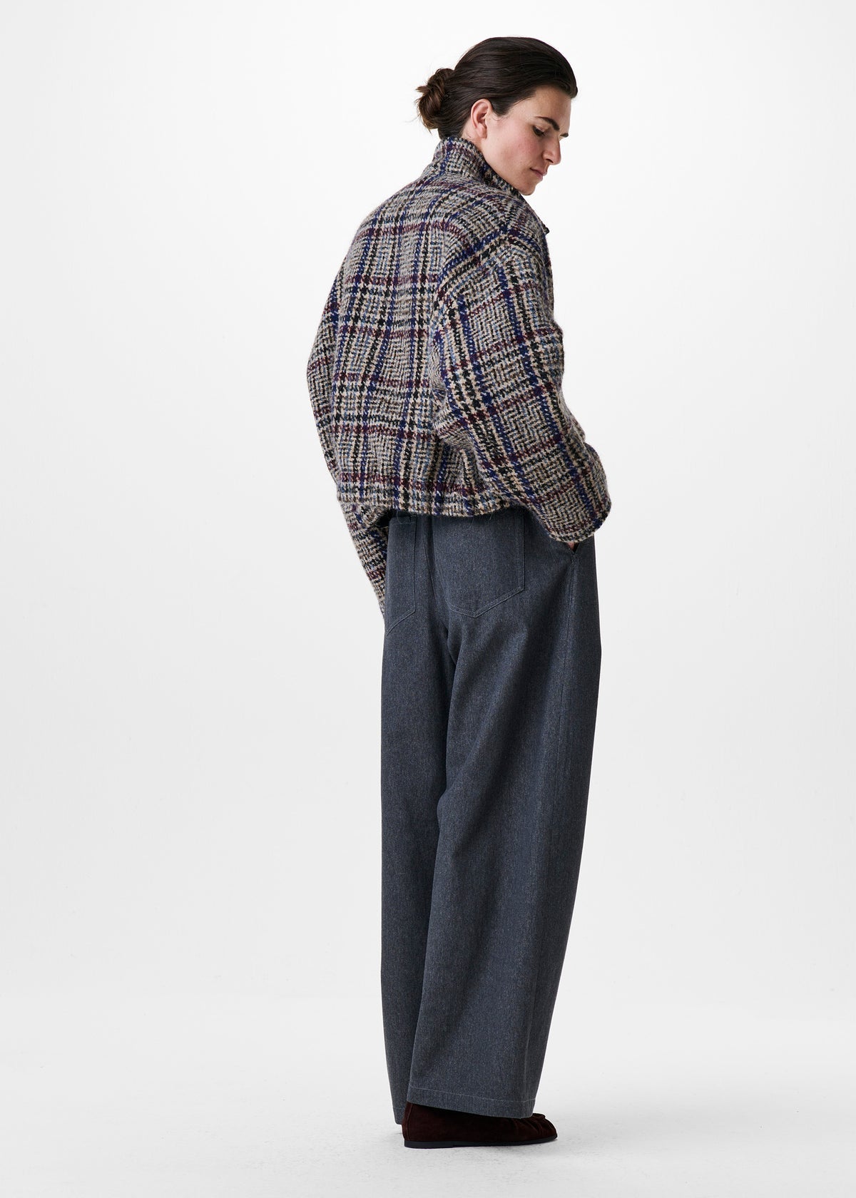 Zenggi Jas Wol Cropped Limestone