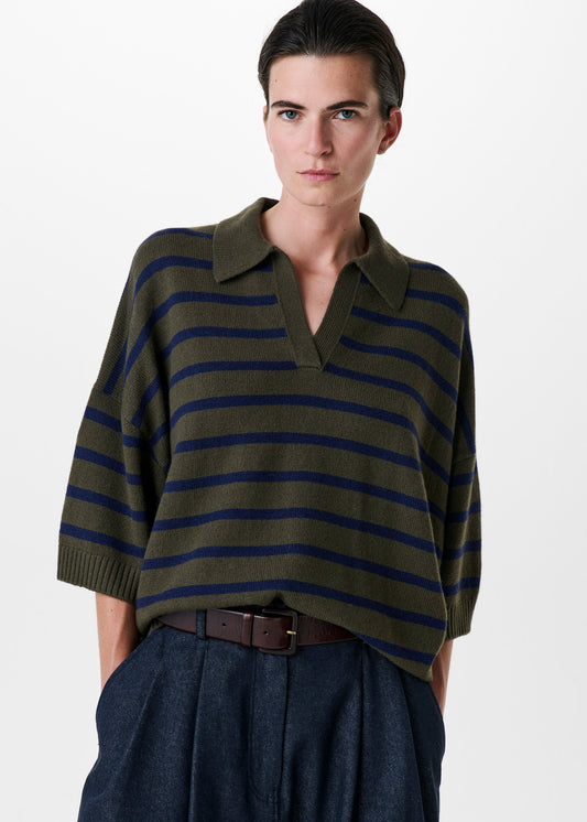 Zenggi Pull Polo Dawson Green/Blue Stripe