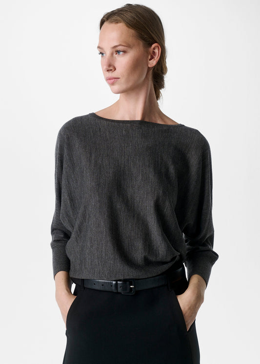 Zenggi Pull Merinos Vleermuismouwen Charcoal (donker grijs)