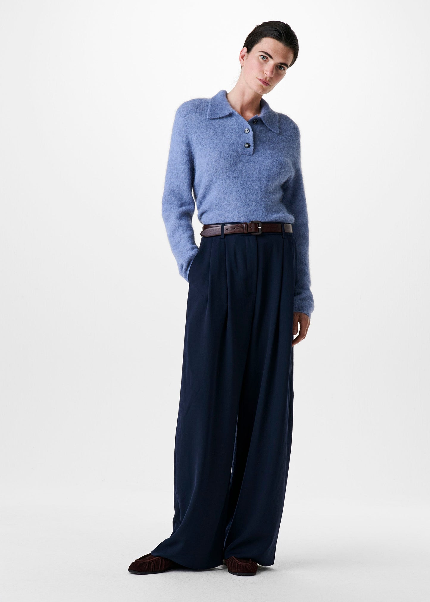 Zenggi Pull Polo Alpaca Blue Haze
