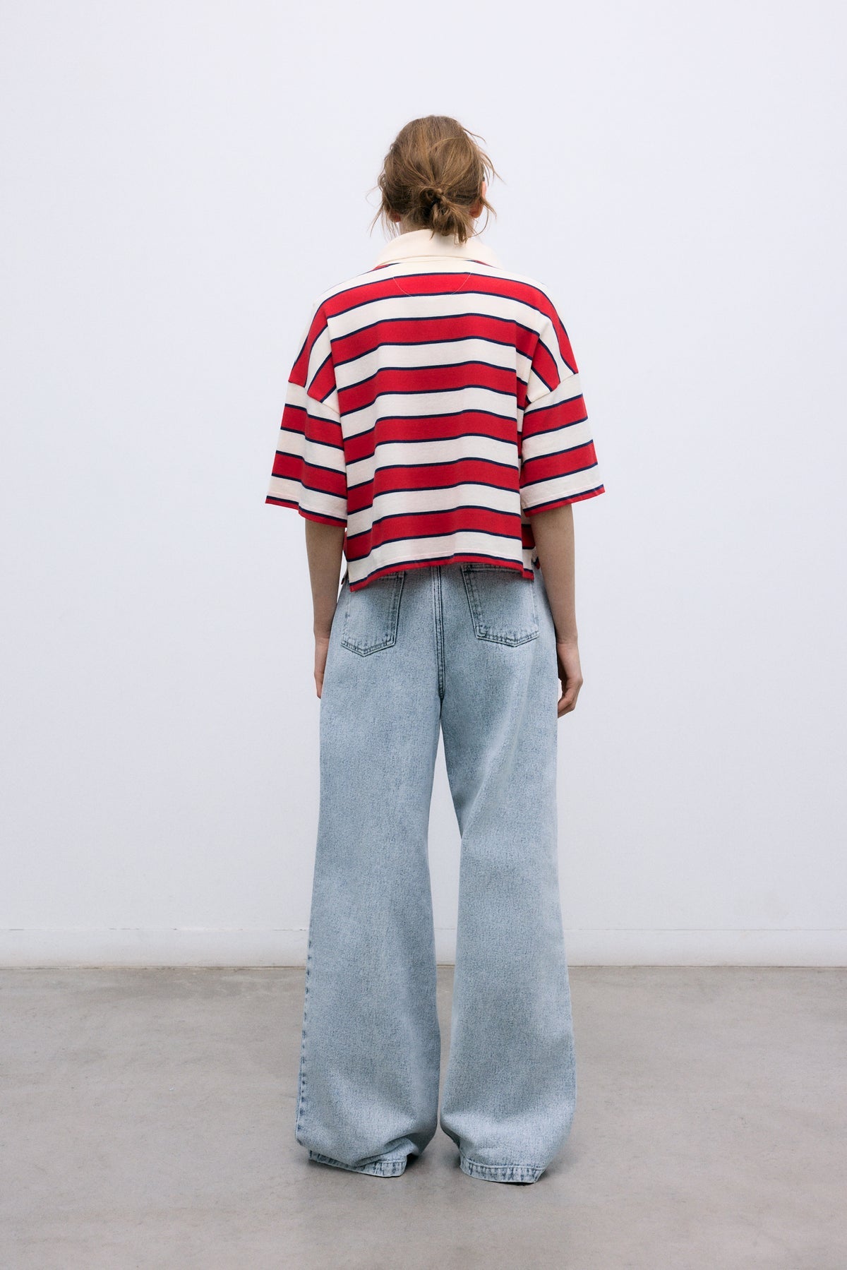The New Society Woman Polo Tulip Red & Midnight Stripes