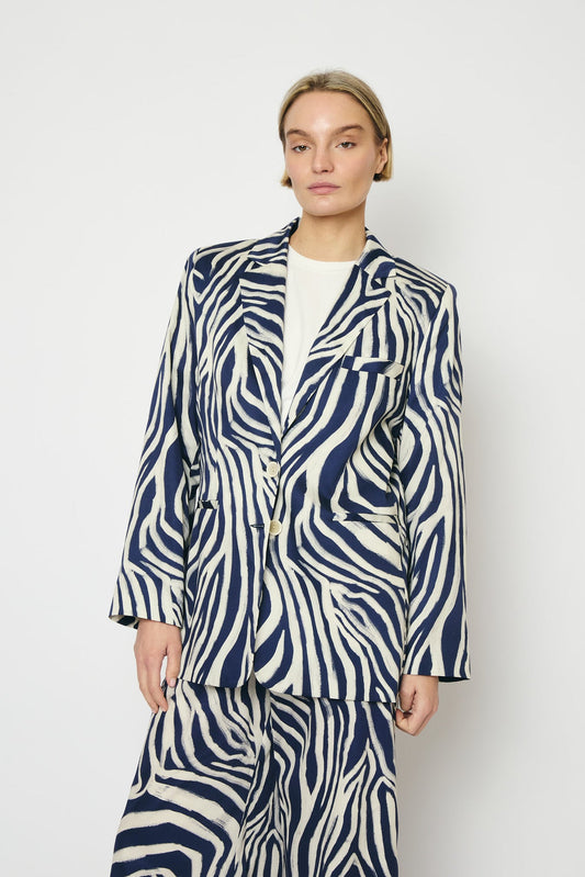 Reborn Blazer Astro Zebra Print Dark Blue