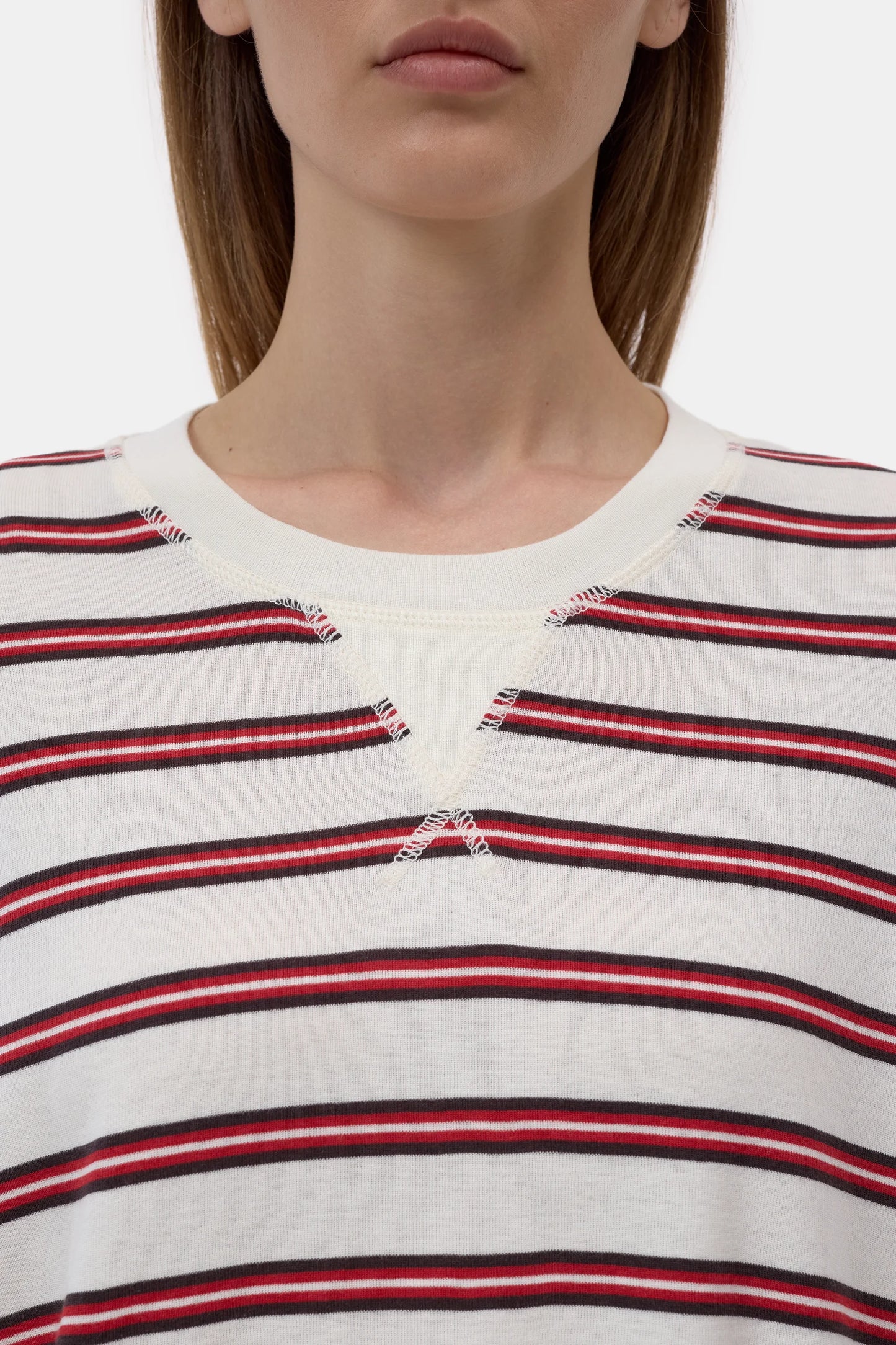 Closed T-Shirt Lange Mouwen Gestreept Ivoor
