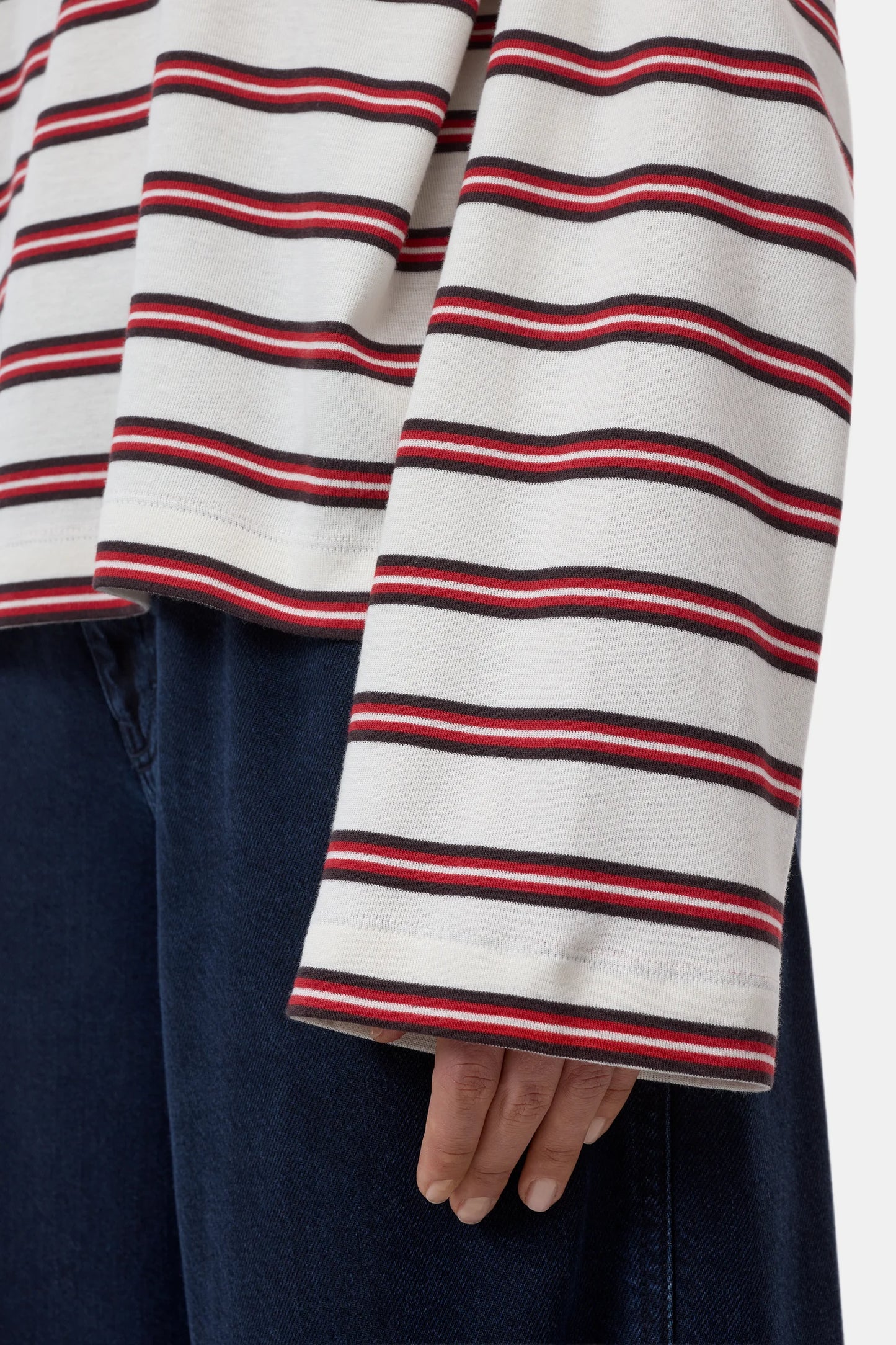 Closed T-Shirt Lange Mouwen Gestreept Ivoor
