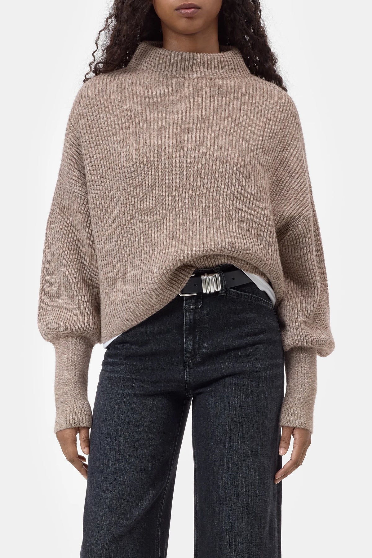 Closed Pull Opstaande Kraag Hazel Beige