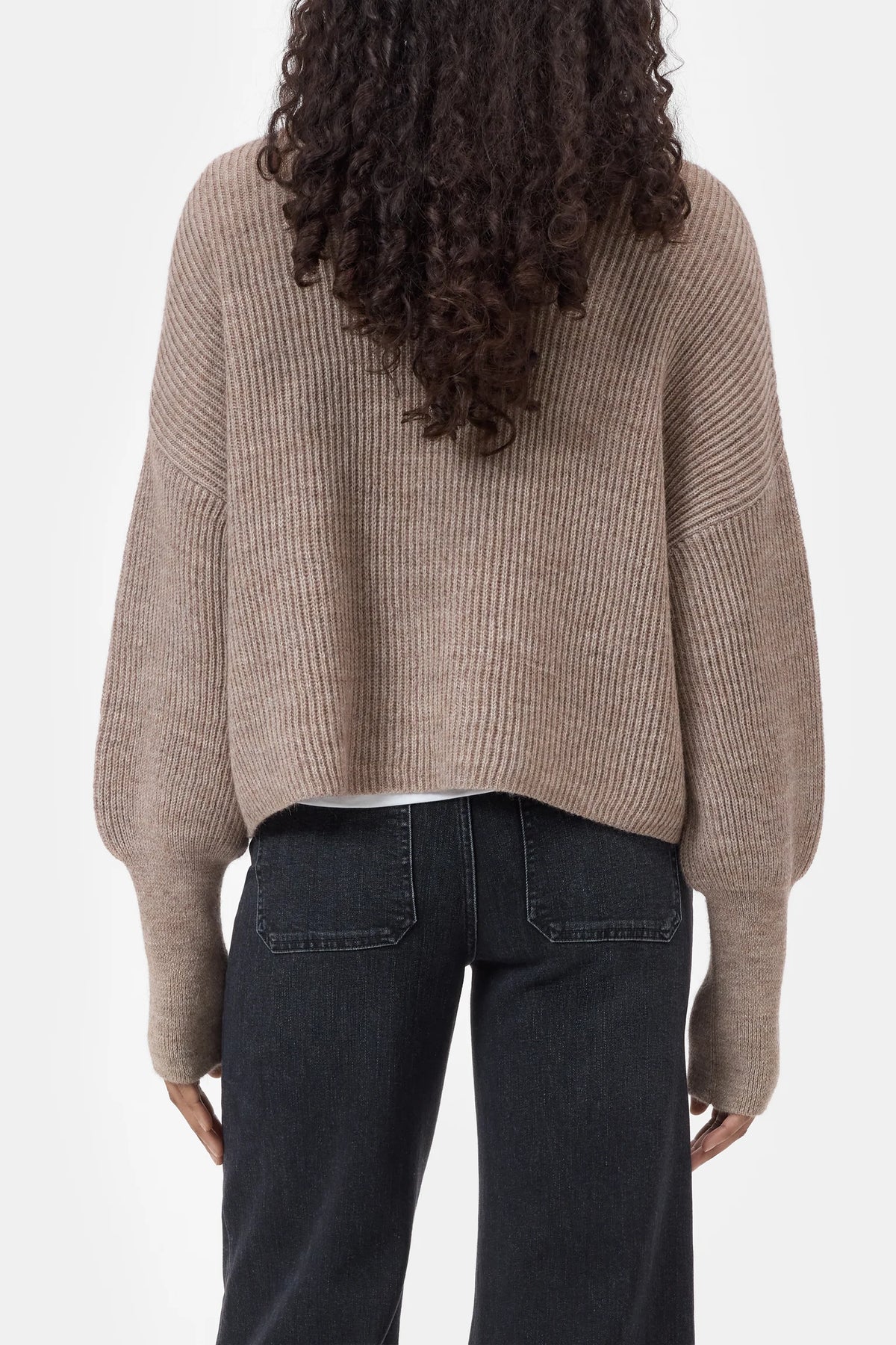 Closed Pull Opstaande Kraag Hazel Beige