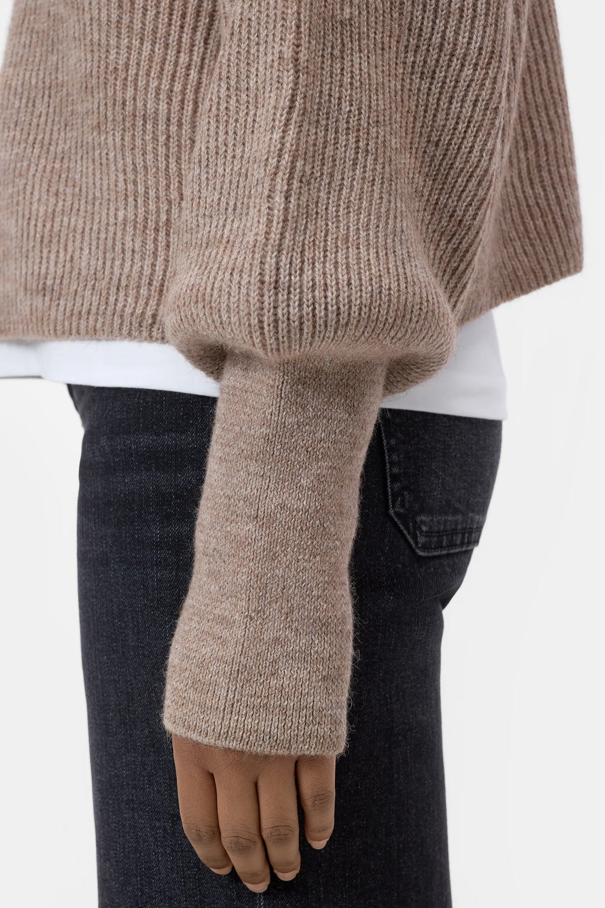 Closed Pull Opstaande Kraag Hazel Beige