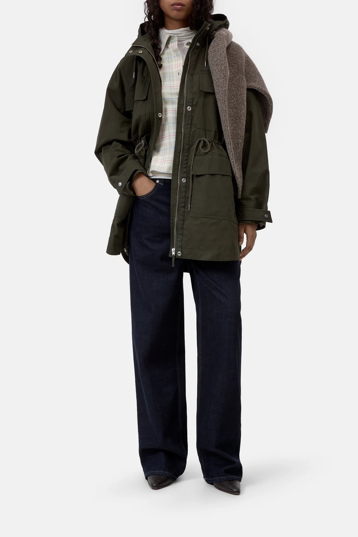Closed Parka met Kap Dark Olive Green