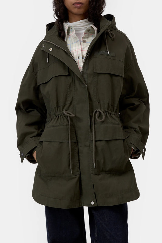 Closed Parka met Kap Dark Olive Green