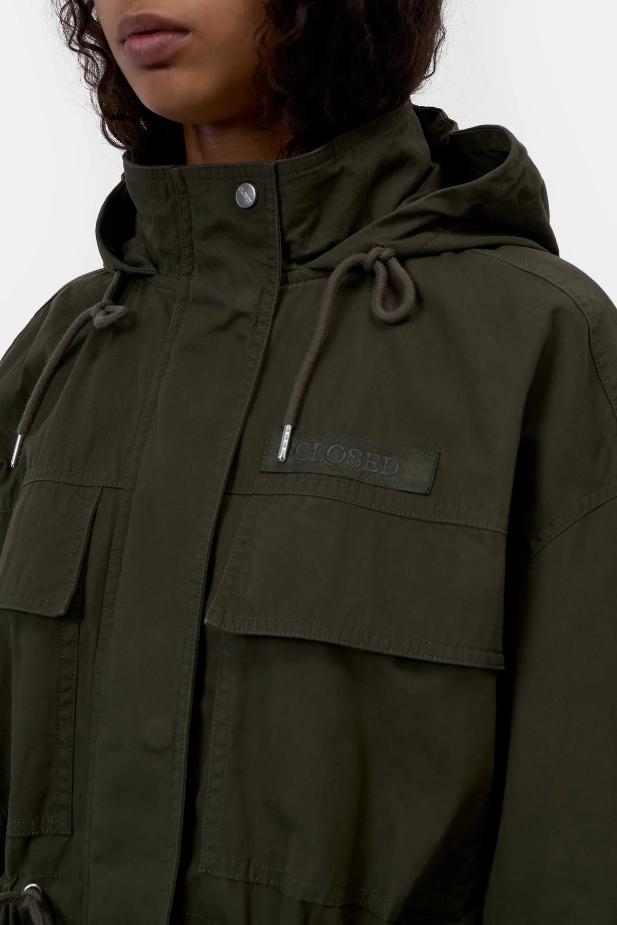 Closed Parka met Kap Dark Olive Green