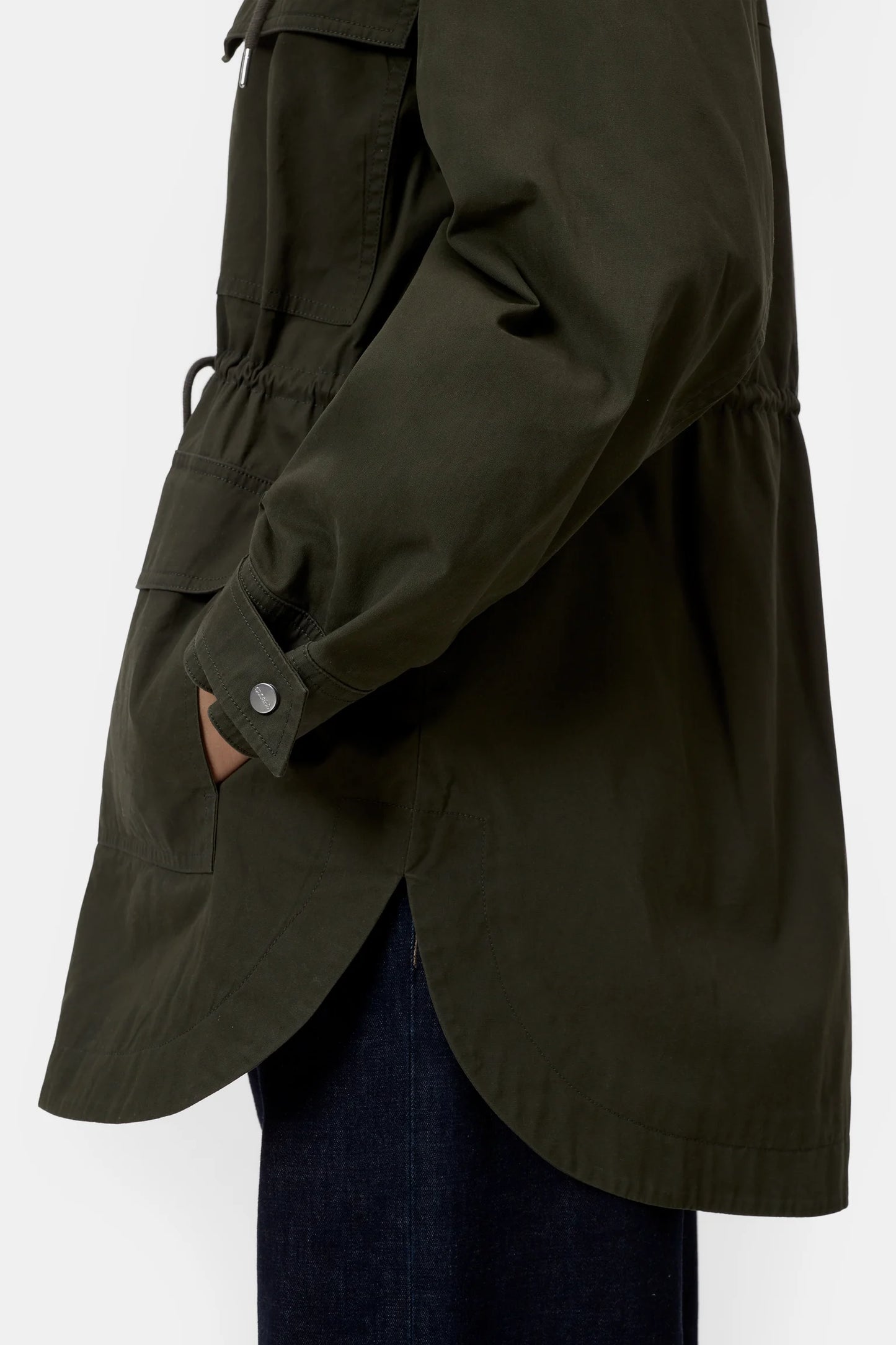 Closed Parka met Kap Dark Olive Green